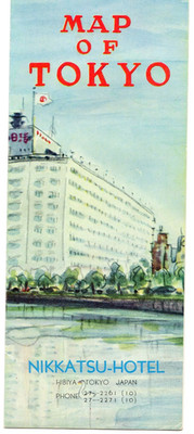 C1950-60s - Northwest Orient Airlines Map of Tokyo DC-7C Nikkatsu Hotel - EP1Q