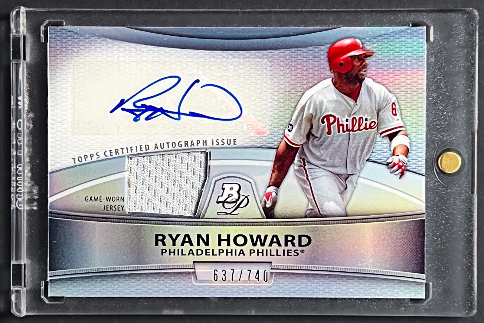 2010 Bowman Platinum Ryan Howard Auto Jersey Refractor /740 Phillies