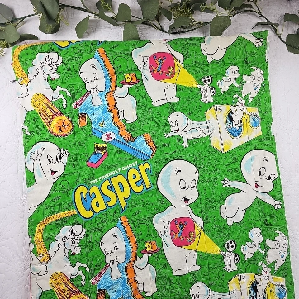 VTG Casper the Friendly ghost Green Single Sleeping Bag Comic Strip - Image 3 of 4