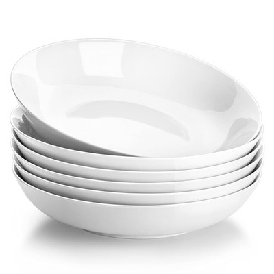 MALACASA Pastateller 6er Set Cremeweiß Porzellan Spaghetti Teller Suppent