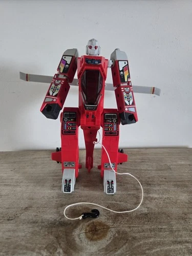 1985 Vintage Bandai Powerbots Flybot Red Transforming Helicopter See Desc.