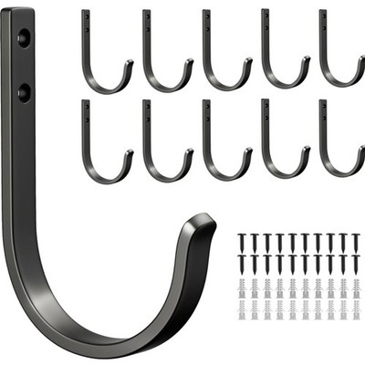 Wandhaken Set 10 Stück, Mantelhaken, Handtuchhaken, Schlüsselhaken, Schwarz, ...