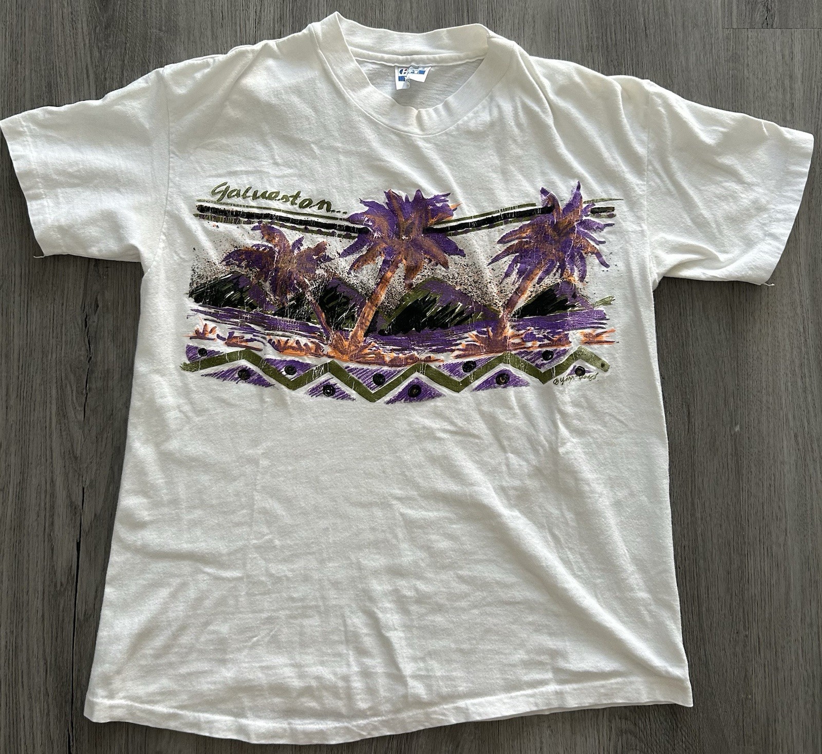 Vintage 80s Galveston Texas white cotton T-shirt