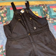 Carhartt Vtg Men s 210 R33 BLK 40 x 30 Black insulated bib overalls Heavy Duty