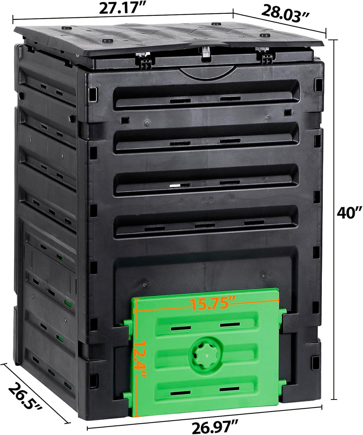 120 Gallon (450L) BPA Free Garden Compost Bin - Easy Assembly, Aerating Outdoor 