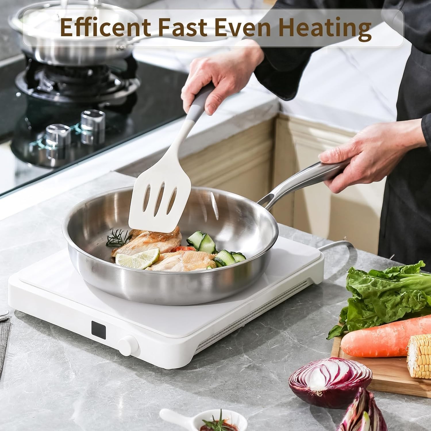 Whole Body Tri-Ply Stainless Steel 12Inch Frying Pan, Oven Safe Induction Skille