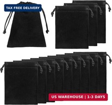 10 Pcs Velvet Drawstring Jewelry Pouches, 2.8x3.5 In Black Gift Bags Smal