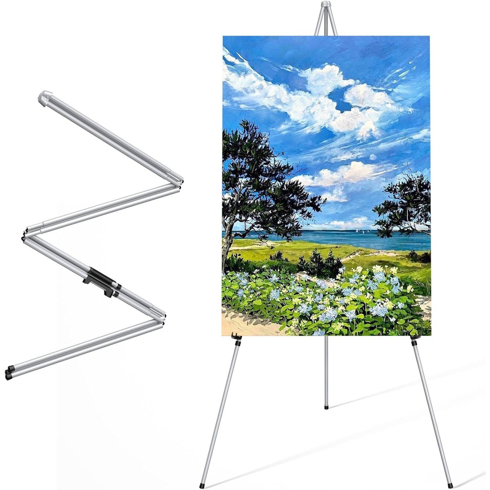 63" Foldable Tripod Display Easel Stand for Wedding Floor Display Show Painting