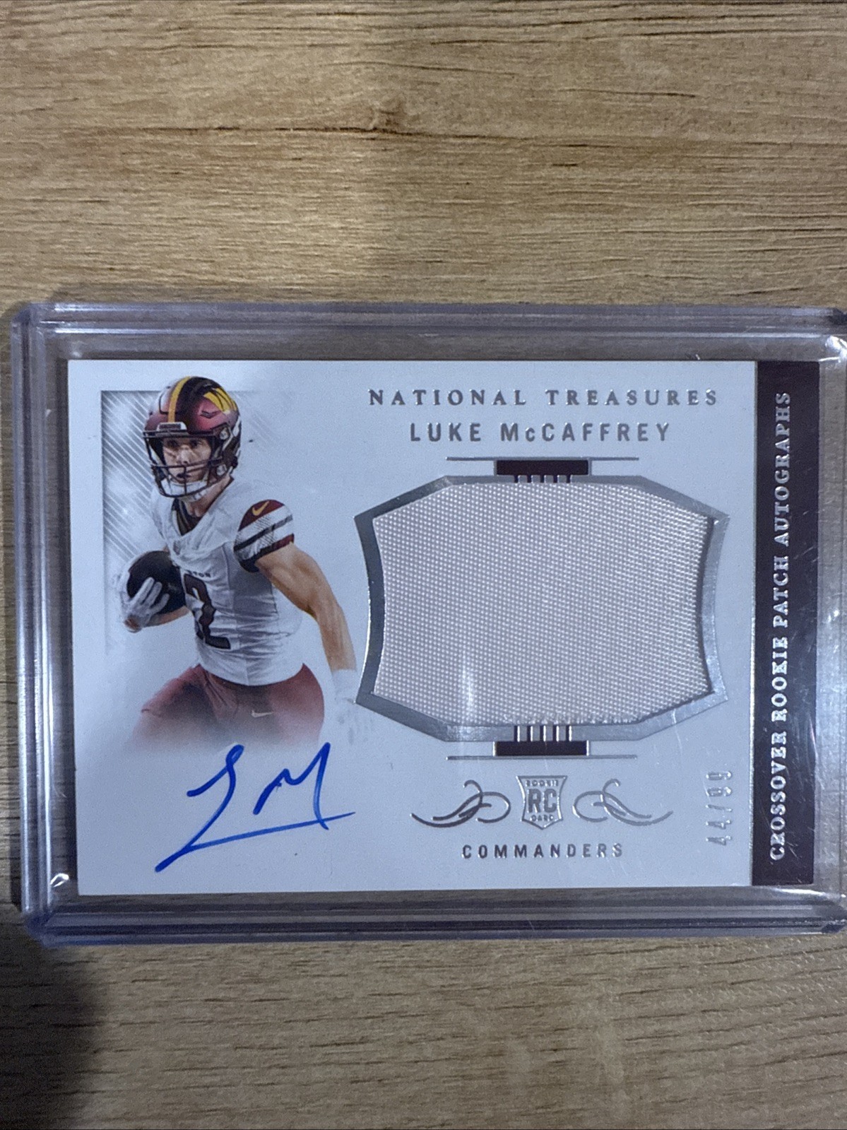 Luke McCaffrey 2024 National Treasures CRPA-LMY Crossover Rookie Patch Auto /99