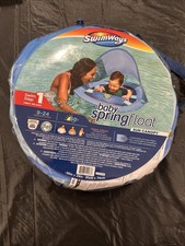 SwimWays Baby Spring Pool Float, With Sun Canopy - Blue - New