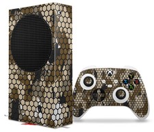 Skin Wrap for XBOX Series S Console Controller HEX Mesh Camo 01 Brown