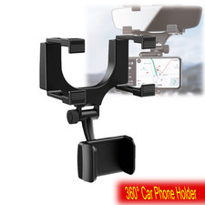 Car Phone Holder Rearview Mirror Phone Mount Rotatable Retractable Phone Holder