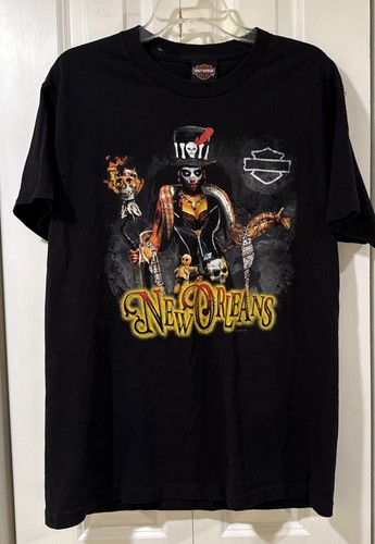 Harley Davidson Shirt 2018 Skull Bourbon Street New Orleans Mardi Gras Size Lg