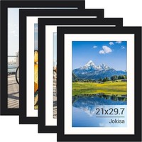 Jokisa Bilderrahmen Set 4 StüCk A4 Schwarz Mit Plexiglas FüR Fotos Und Poster