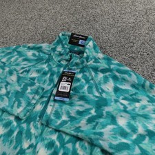 NEW Eddie Bauer Sweater Womens L Blue Teal 1/4 Zip Pullover Fleece Outdoor Hike