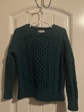 Girls Crewcuts Size XS 4-5 Emerald Thick Cable Knit Sweatshirt