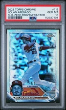 2023 TOPPS CHROME SUB-ZERO FROZENFRACTOR #115 NOLAN ARENADO 3/5 PSA 10