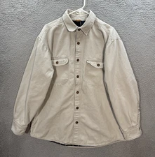 Vintage Woolrich Shirt Mens L Tan Canvas Chore Shacket Workwear Flannel Lined