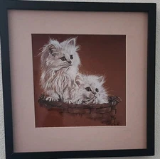 Kittens "PAWS Of INNOCENCE"  Original Artist,  Photo Print 13" X 13" Black Frame