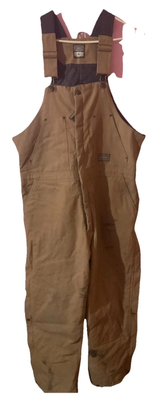 C E Schmidt Workwear Mens XL Insulated Bib Overalls Brown Distressed