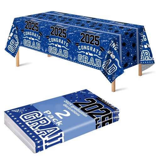 Graduation Decorations 2025 - Class of 2025 - Plastic Blue Tablecloth - Picture 2 of 9
