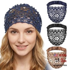 Cobee 3 Pcs Wide Lace Boho Style Headband for Women - Hollow Out Design