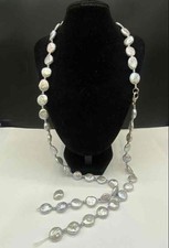 Collier perles pièce d'eau douce argent sterling 925 Arcadia Boutique 81 g