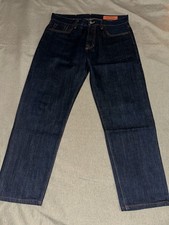 Jean Shop Rocker Jeans Orange Selvage Dark Denim USA Made 34x29