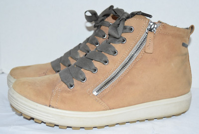 ECCO Soft 7 Tred Gore-Tex Boots Womens Tan/Brown US 9 Leather High Top Sneakers