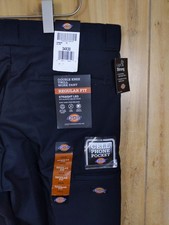 Dickies Men's 34x30 Black WP882BK Double Knee Work Pants Twill Flex NWT