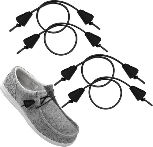 UamGlsob 2Pairs Elastic Shoelaces for Hey Dude 13"/33cm, 2 Pairs Black