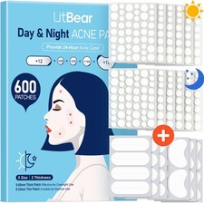 LitBear Pimple Patches for Face, 600 Counts 600 Count 5 Sizes, Transparent
