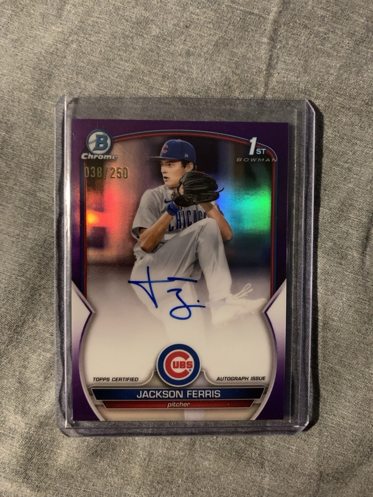 2023 Bowman Chrome Jackson Ferris #CPA-JF 1st Purple Refractor /250 Auto Cubs
