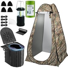 Camping Toilet with Pop-Up Privacy Tent and Liquid Waste Gel, Portable Toilet
