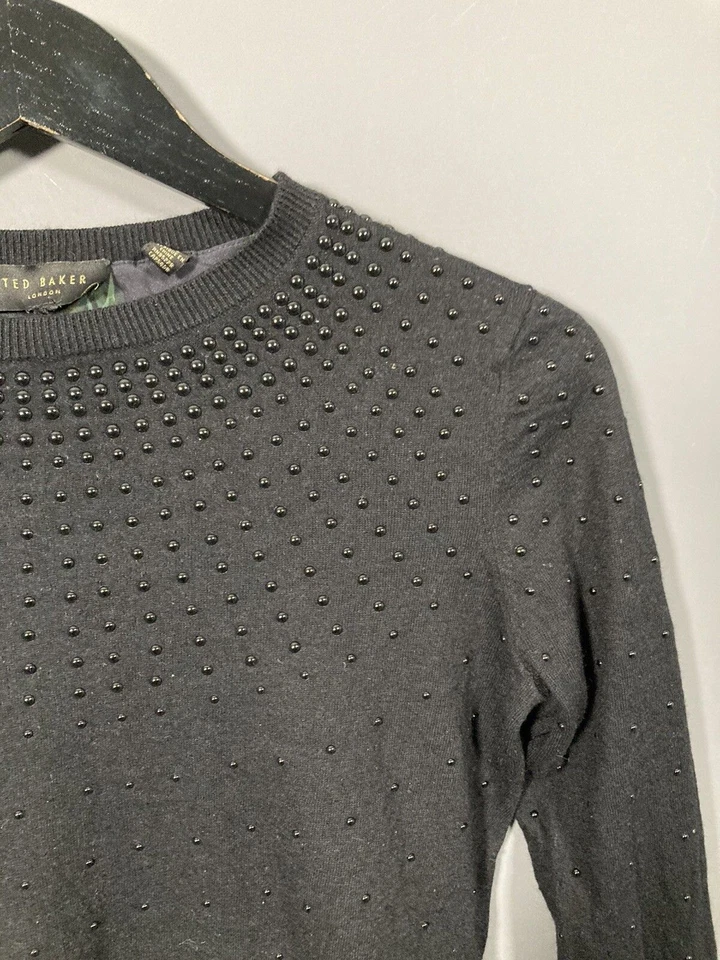 TED BAKER WOOL/CASHMERE Jumper - Size UK8 - Black - Great Condition - Women’s - Image 4 of 4