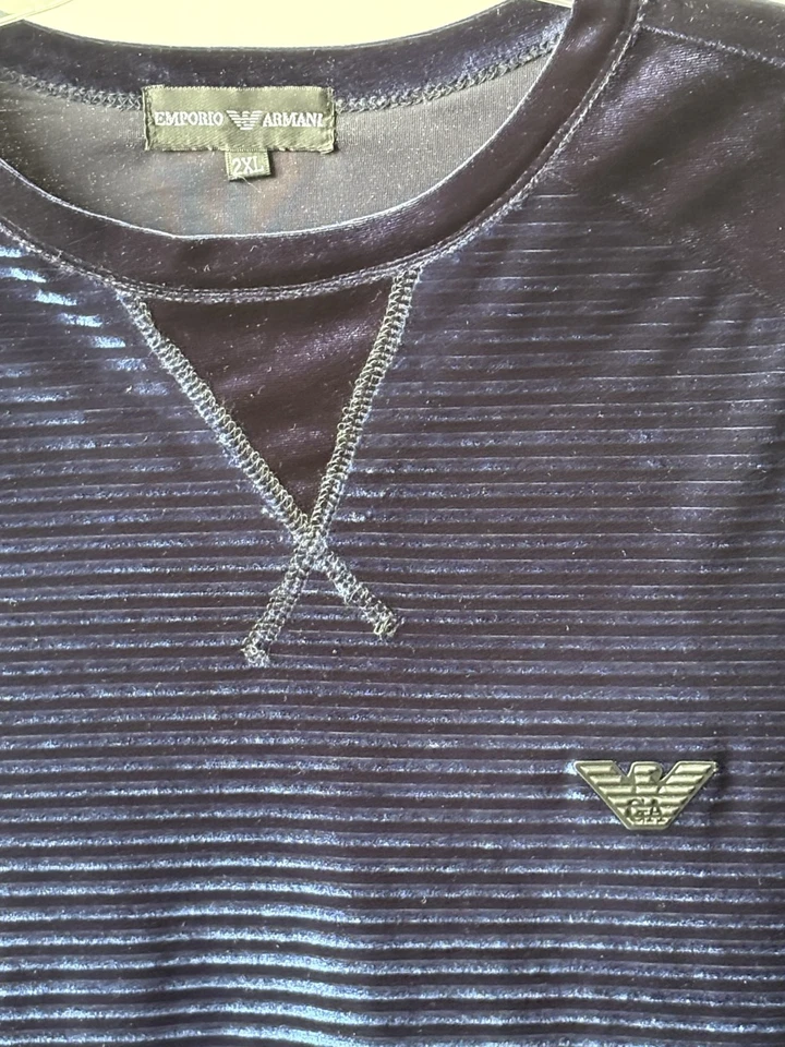 Camiseta para hombre Emporio Armani Blou cuello redondo, talla, logotipo brillante 2XL Foto 3 de 4