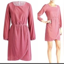 J. Crew Women's Long Sleeve pink velvet Mauve rose wrap Dress size 8 NWT Fall