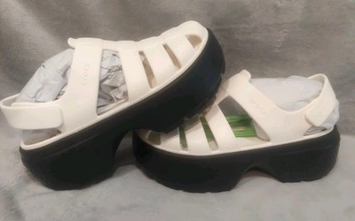 Stomp Fisherman Platform Crocs Sandals in Chalk White Size M7/ W9 New