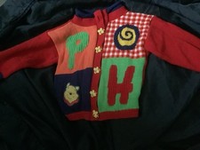 WINNIE THE POOH VINTAGE KIDS SIZE 4 BUTTON DOWN SWEATER BY POOH, MADE IN USA