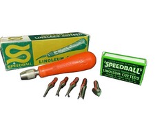 Vintage Speedball Linoleum Cutters Tool Blades Boxes
