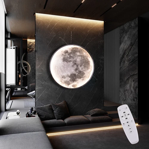 3D Mond Lampe,(80cm),LED Modern Mond Wandleuchte Für Leuchter Dachgeschoss Cafe - Bild 2 von 5