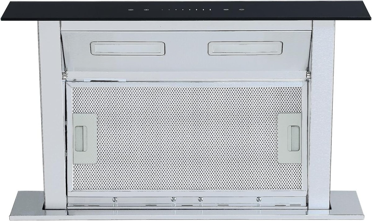 Cookology CDD900BK 90cm Island Downdraft Extractor Fan Cooker Hood