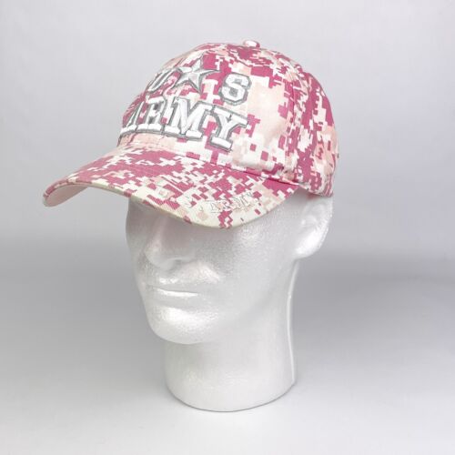 Women s Pink Digital Camo U.S. Army Strap Back Adjustable Baseball Hat - Afbeelding 1 van 10