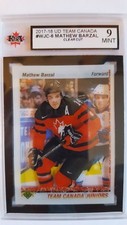 Mathew Barzal 2017-18 Team Canada WJC Clear Cut Rookie Hockey Card KSA Graded 9!
