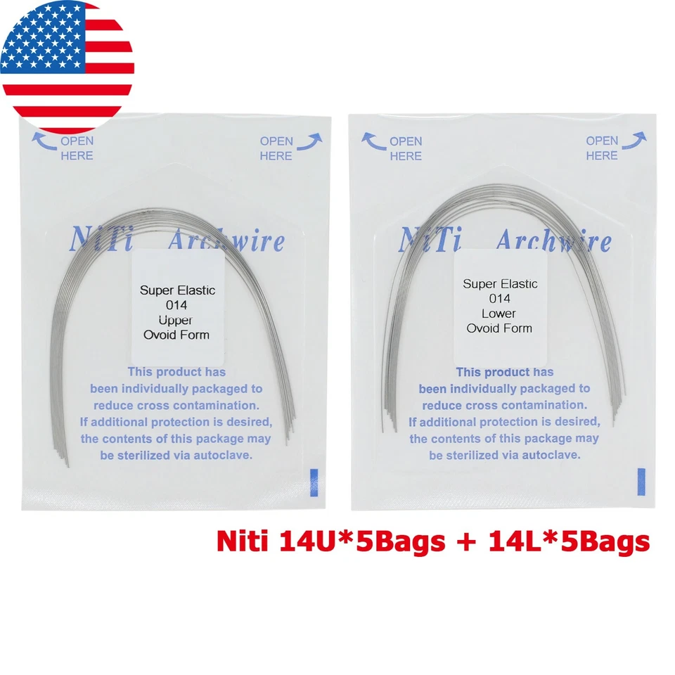 100 PIEZAS Alambre de arco de ortodoncia dental Niti acero inoxidable redondo rectangular ovoide Foto 3 de 4