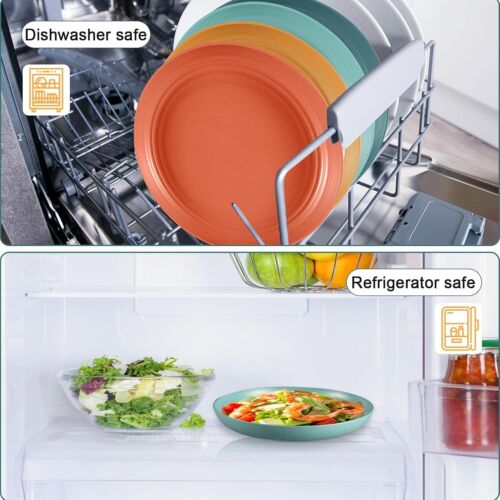 12 Pcs Unbreakable Deep Dinner Plates Set, 10 inch Wheat Straw Plates, Reusable - Picture 6 of 13