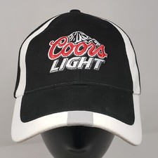 Vintage Coors Light Beer Trucker Hat Black White Striped Baseball Cap Lid