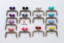 Candy Kisslock Purse Square Frame 8 Inches in Blue Yellow Black White Pink Red