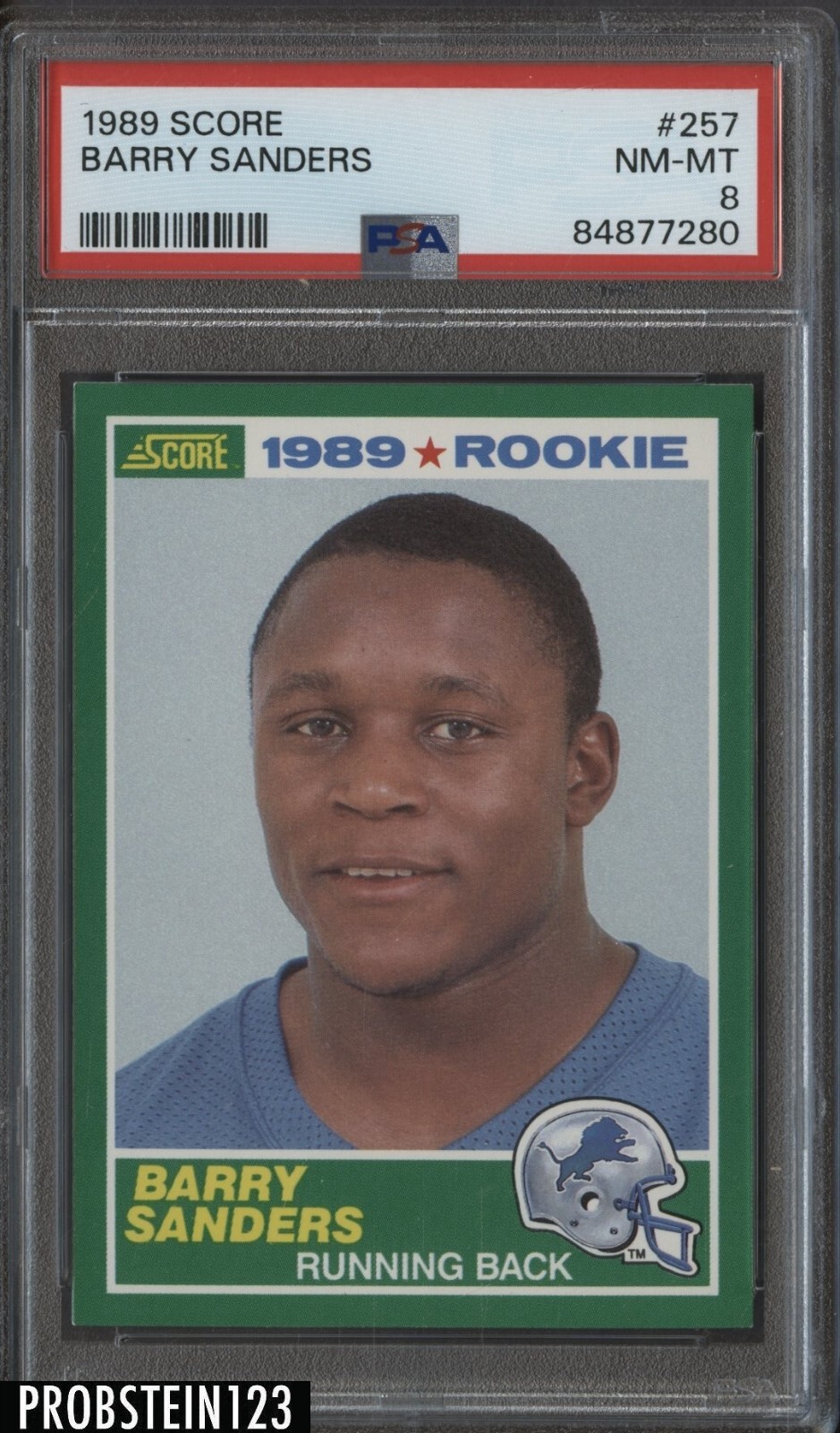 1989 Score Football 257 Barry Sanders Detroit Lions RC Rookie HOF PSA