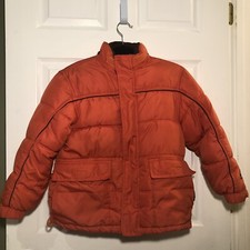 Old Navy Boys Girls Orange Puffer Winter Jacket Size Medium M Zipper